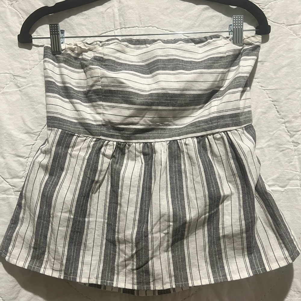 Socialite Large White And Gray TUBE Camisole Strapless Women's Top - Picture 2 of 8